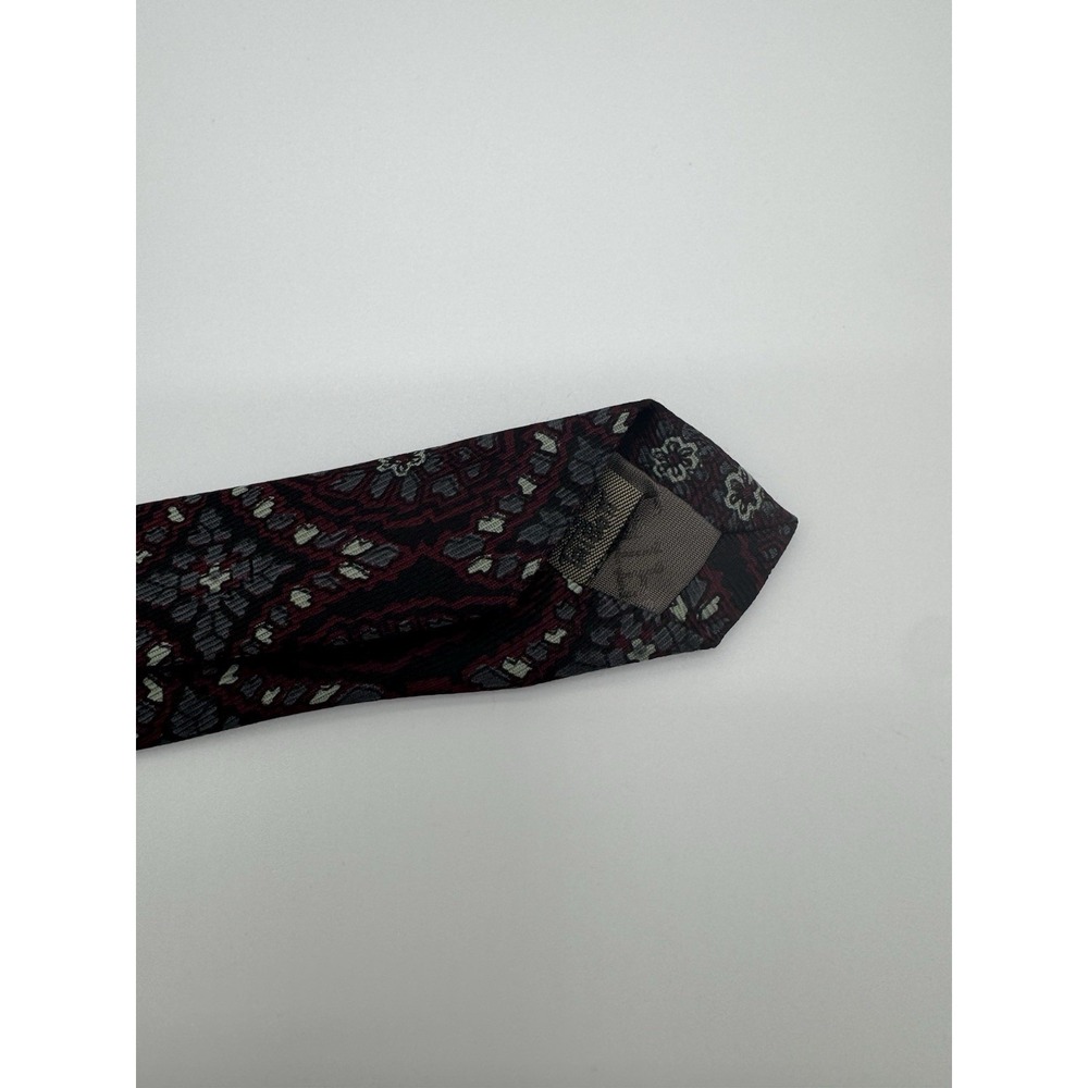 Talbots‎ Studio Silk Tie Red Gray Medallion Floral Classic Necktie USA - Picture 7 of 11